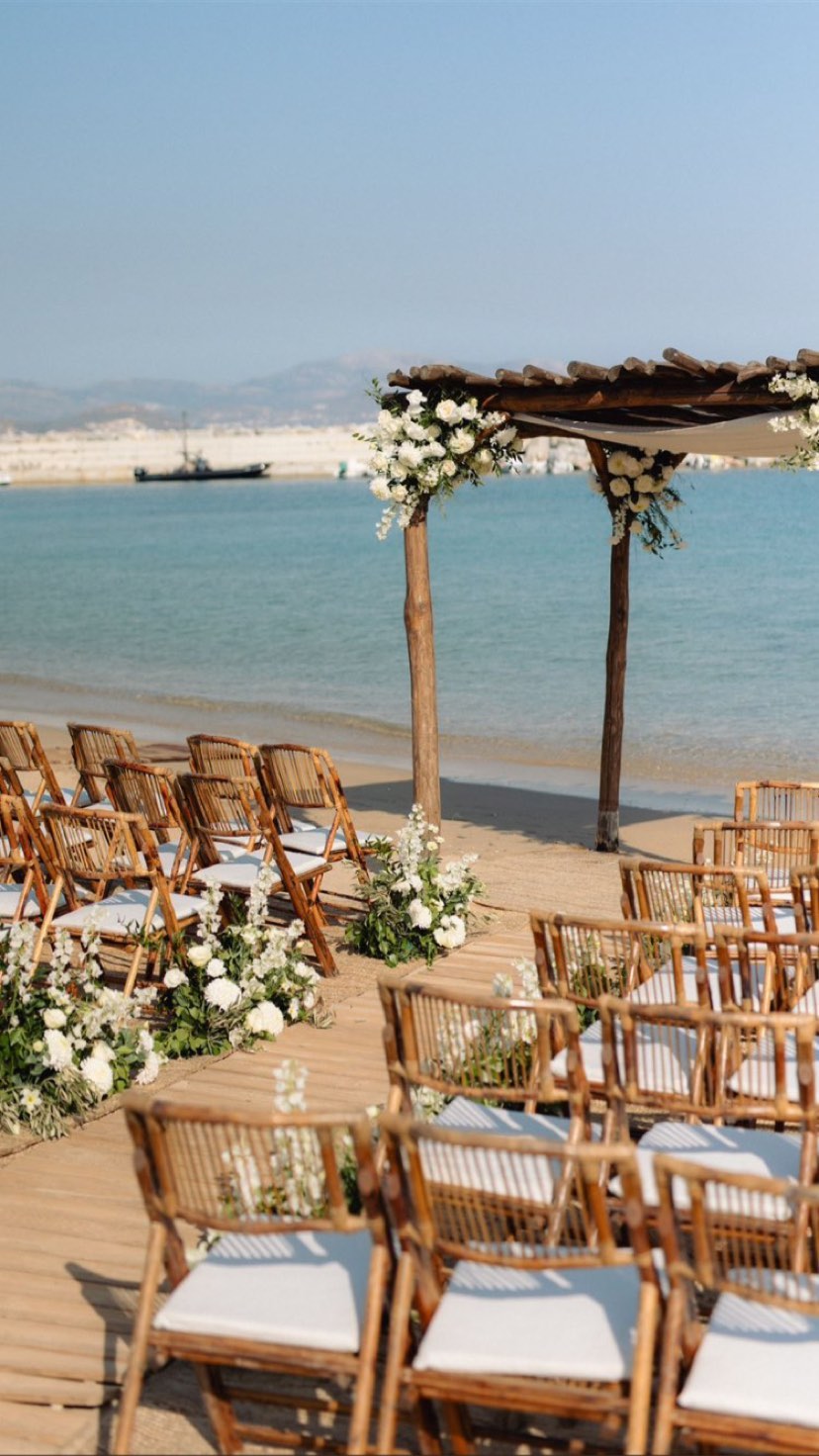 Seaside wedding ceremony at SeaRocks Paros, Ambelas Beach
