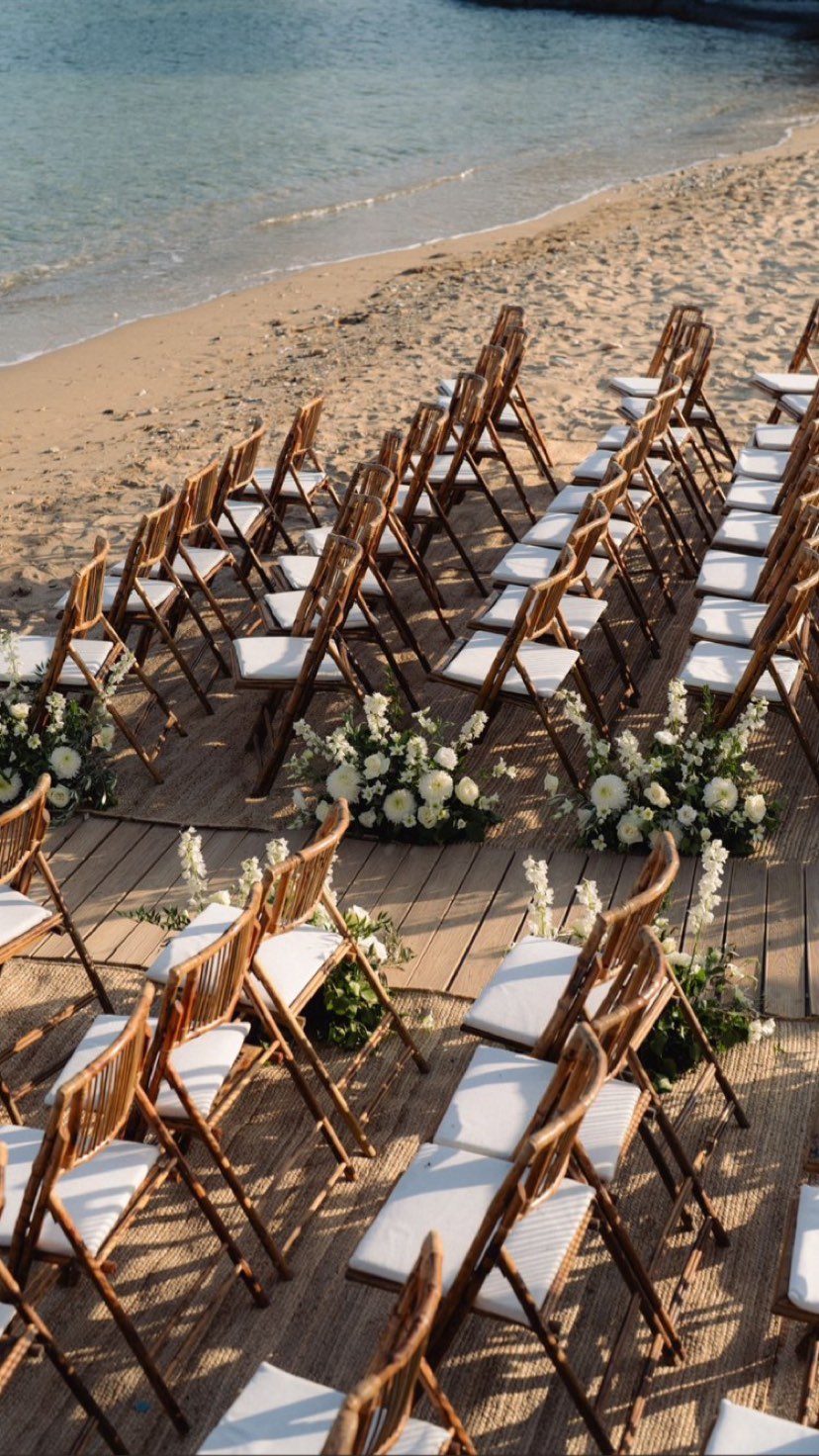Beach wedding setup at SeaRocks Paros