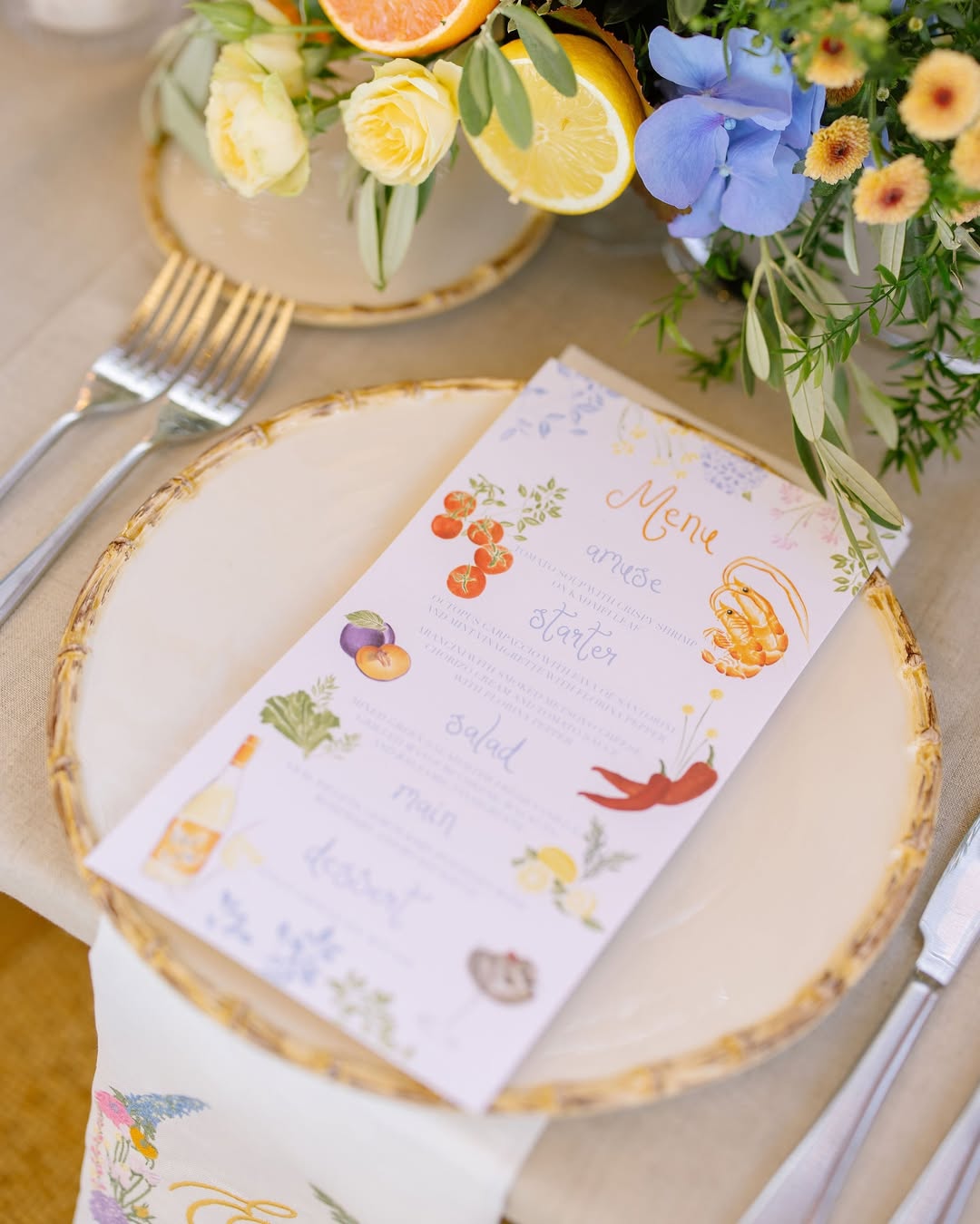 Bespoke wedding menu at SeaRocks Paros